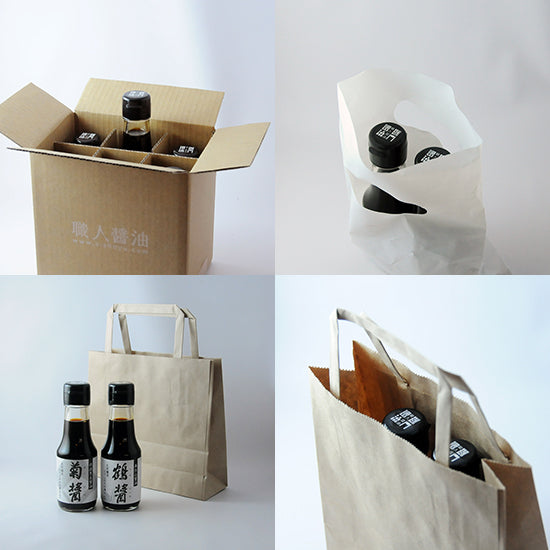 Three bottles of Yamaroku soy sauce